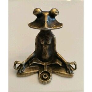 Zen Frog Meditation Incense Burner 1.92" – Brass Yoga Figurine for Home Decor